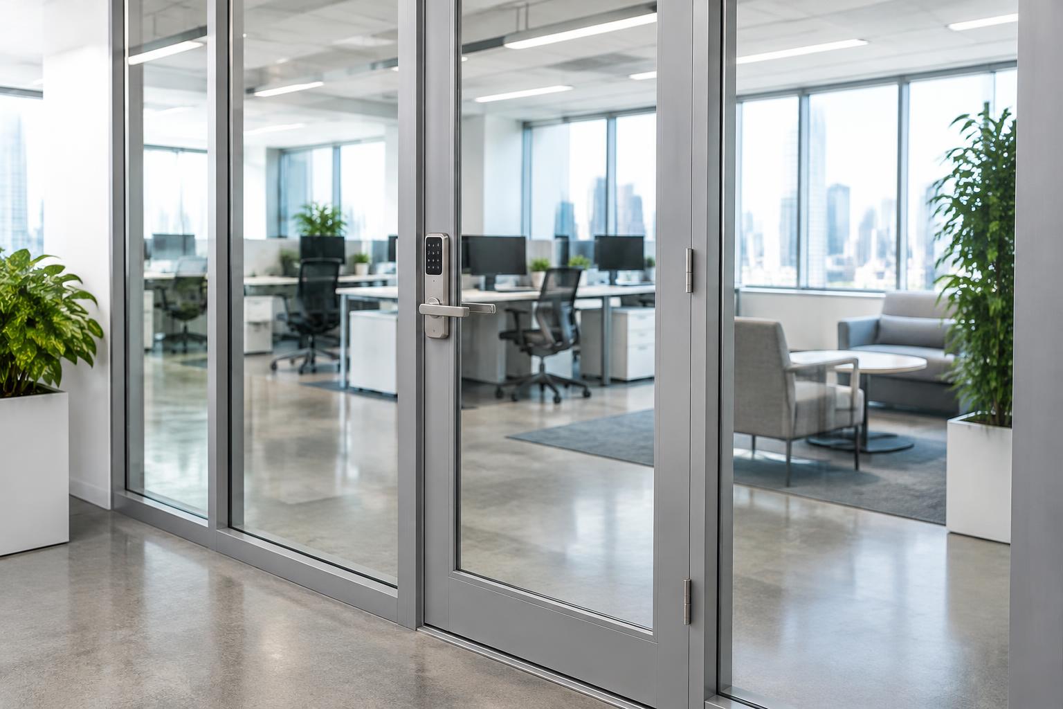 Illustrative installed smart lock on class a office