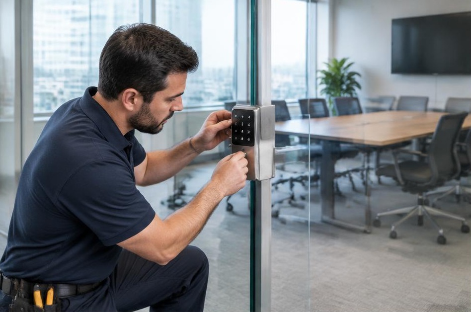 Illustrative frameless glass doors