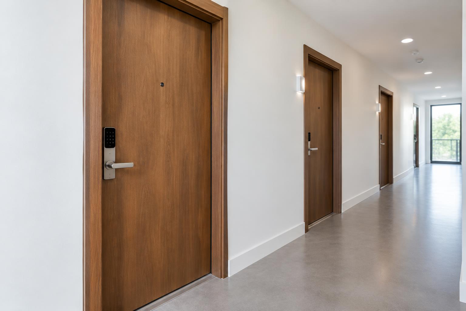 Illustrative installed smart lock on multifamily & common areas